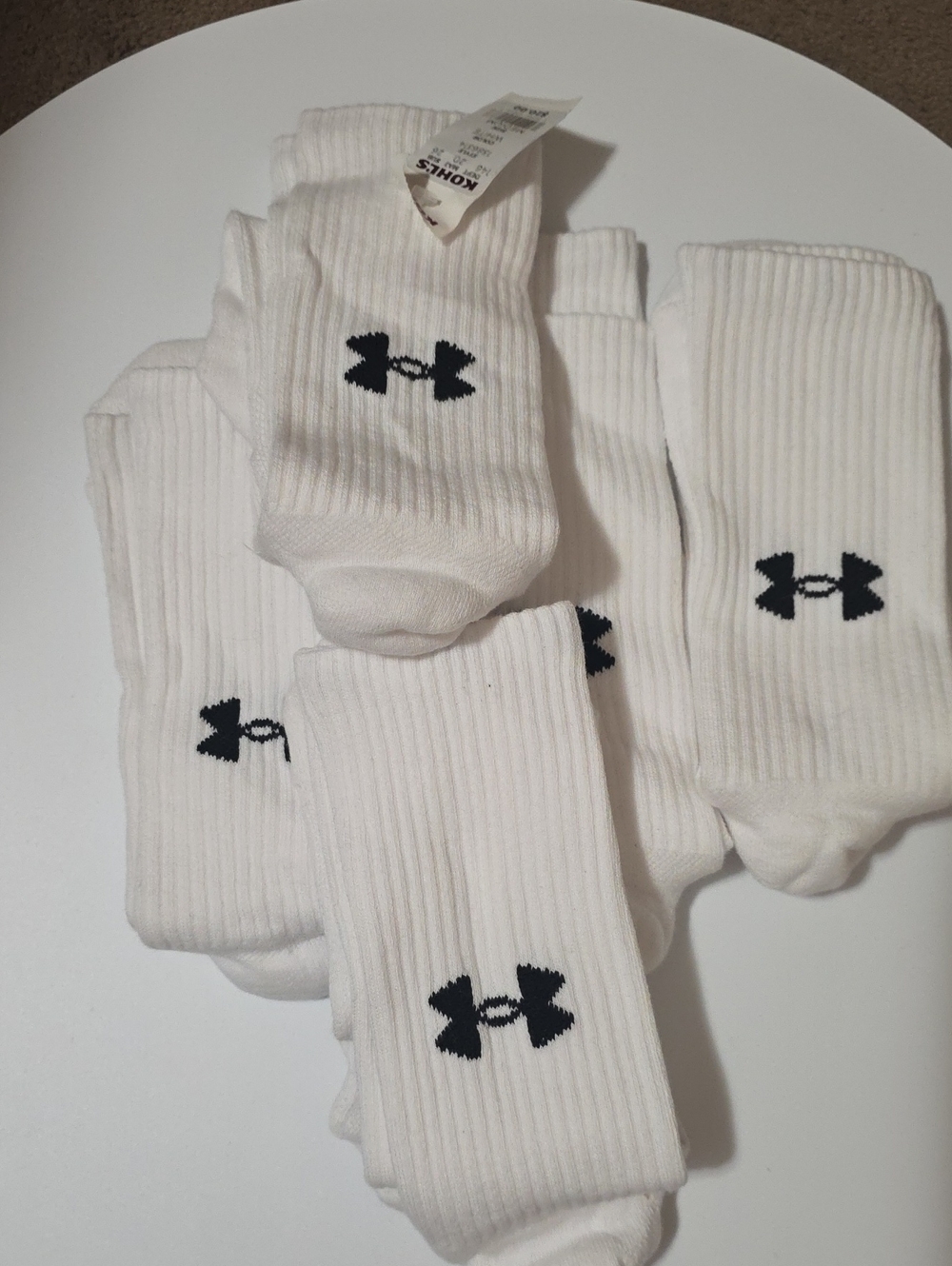 Under Armour White Crew Athletic Socks with Black Logo - Pack